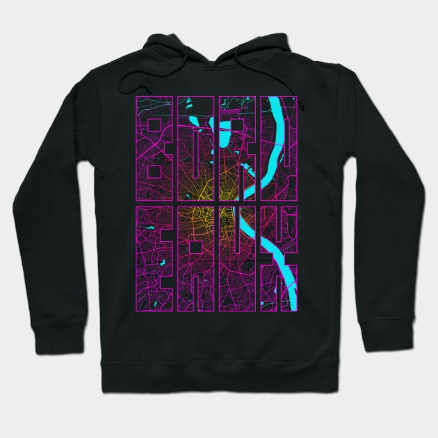 Bordeaux, France City Map Typography - Neon Hoodie by deMAP Studio